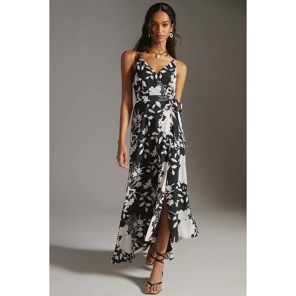 Anthropologie Black and White Floral Maxi Dress